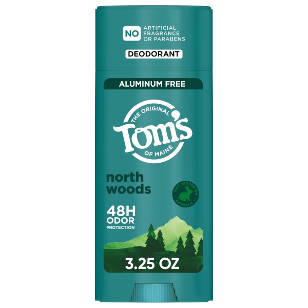 Tom’s of Maine North Woods Natural Deodorant for Men and Women, Aluminum Free, No Artificial Fragrances, Dyes, or Preservatives, Baking Soda Free, 48-Hour Odor Protection, 3.25 oz