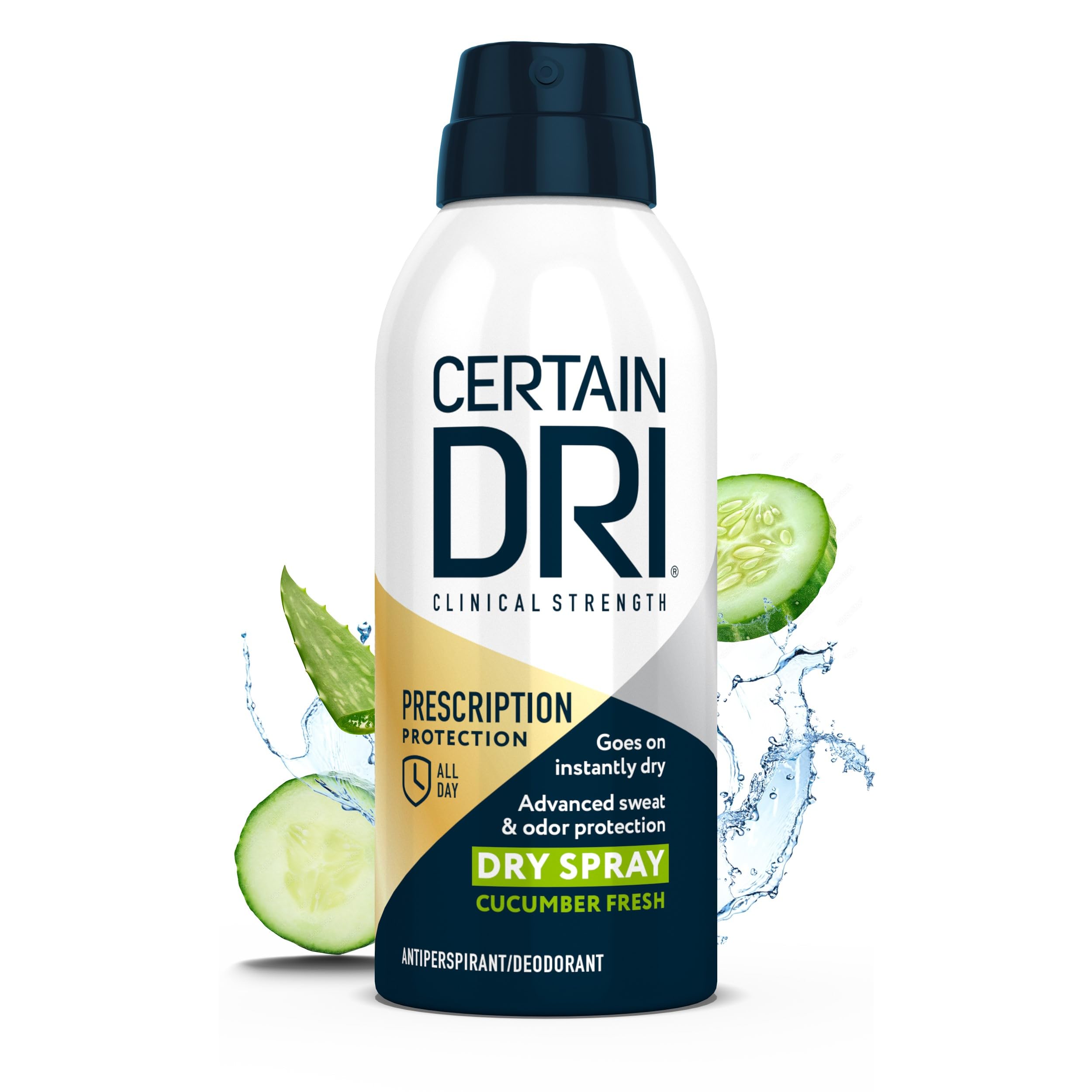 Certain Dri Prescription-Strength Clinical Antiperspirant Dry Spray - 72-Hr Sweat/Odor Protection - Cucumber Fresh Scent - 25% Aluminum Chlorohydrate - Hyperhidrosis Treatment for Men & Women - 4.2 oz