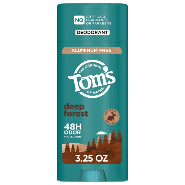 Tom’s of Maine Deep Forest Natural Deodorant for Men and Women, Aluminum Free, No Artificial Fragrances, Dyes, or Preservatives, Baking Soda Free, 48-Hour Odor Protection, 3.25 oz