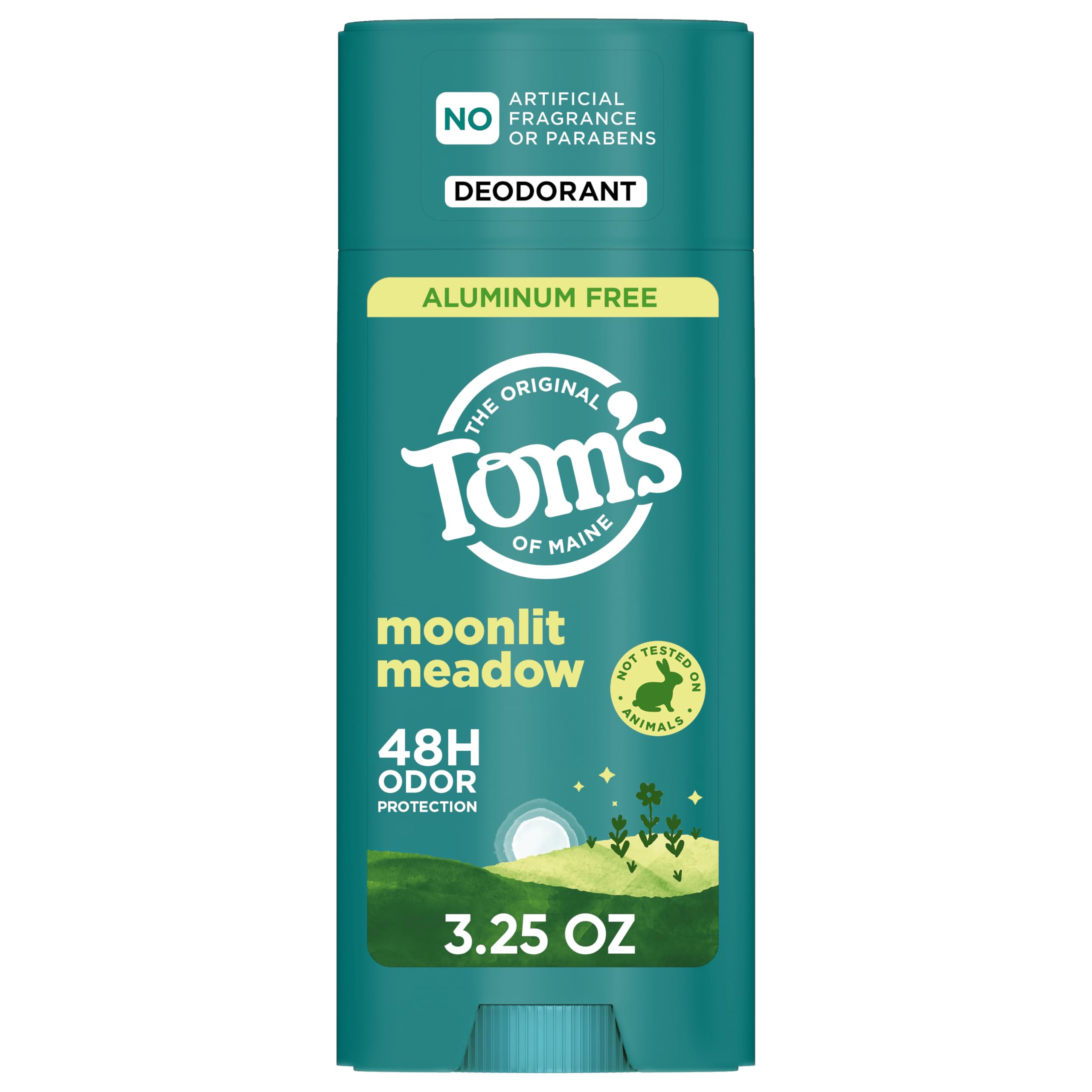 Tom’s of Maine Moonlight Meadow Natural Deodorant for Men and Women, Aluminum Free, No Artificial Fragrances, Dyes, or Preservatives, Baking Soda Free, 48-Hour Odor Protection, 3.25 oz