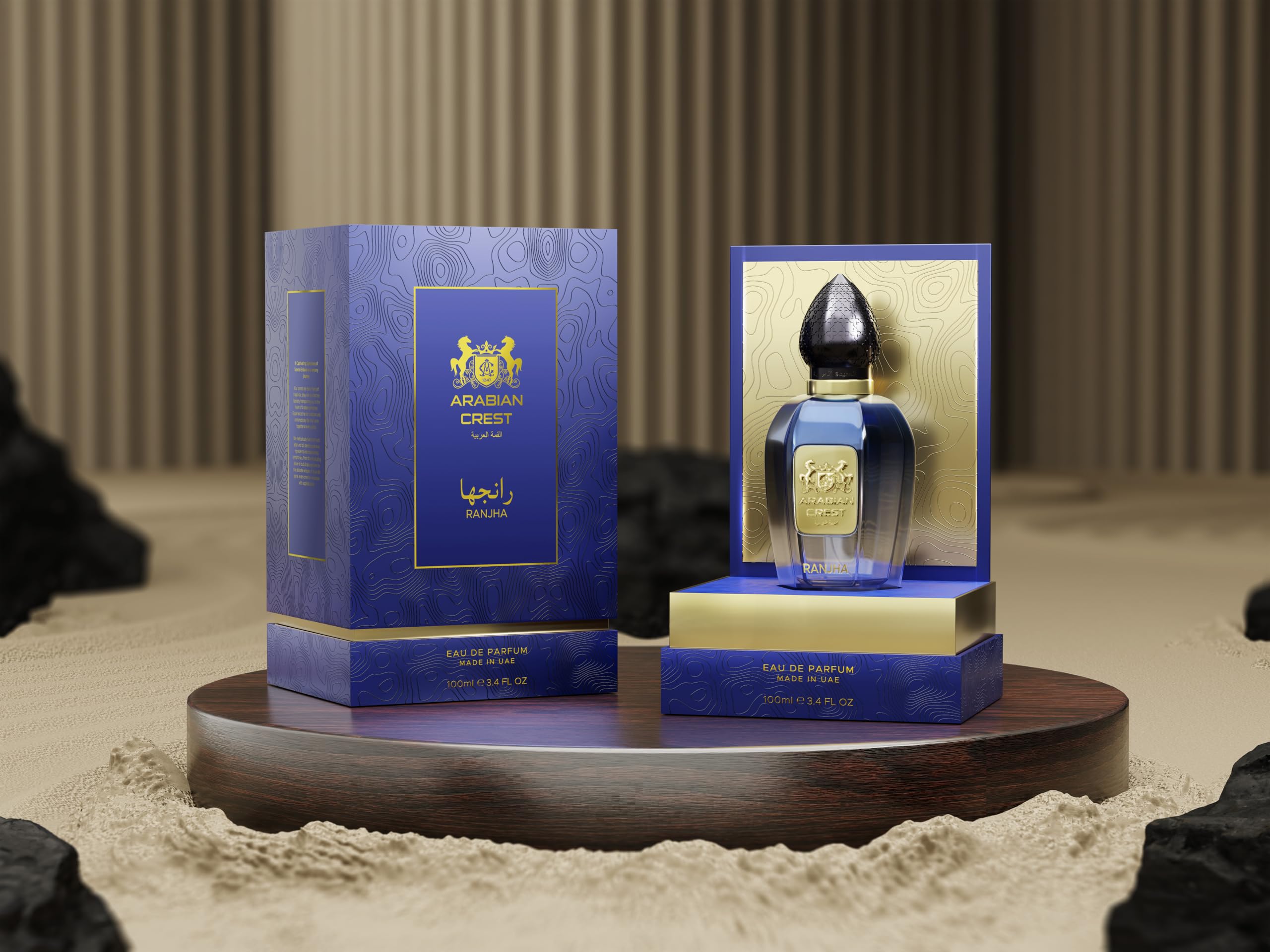 Arabian Crest Dubai Ranjha Eau de Parfum 100ML – Woody Aromatic Perfume for Unisex – Long-Lasting Scent with Rose, Incense, Oud & Tonka Bean – Vegan, Paraben-Free, Fragrance from France