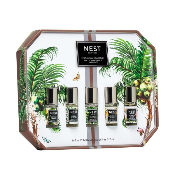 NEST New York Perfume Oil Discovery Set - Includes Balinese Coconut, Turkish Rose, Seville Orange, Indian Jasmine & Madagascar Vanilla - Vegan & Cruelty Free
