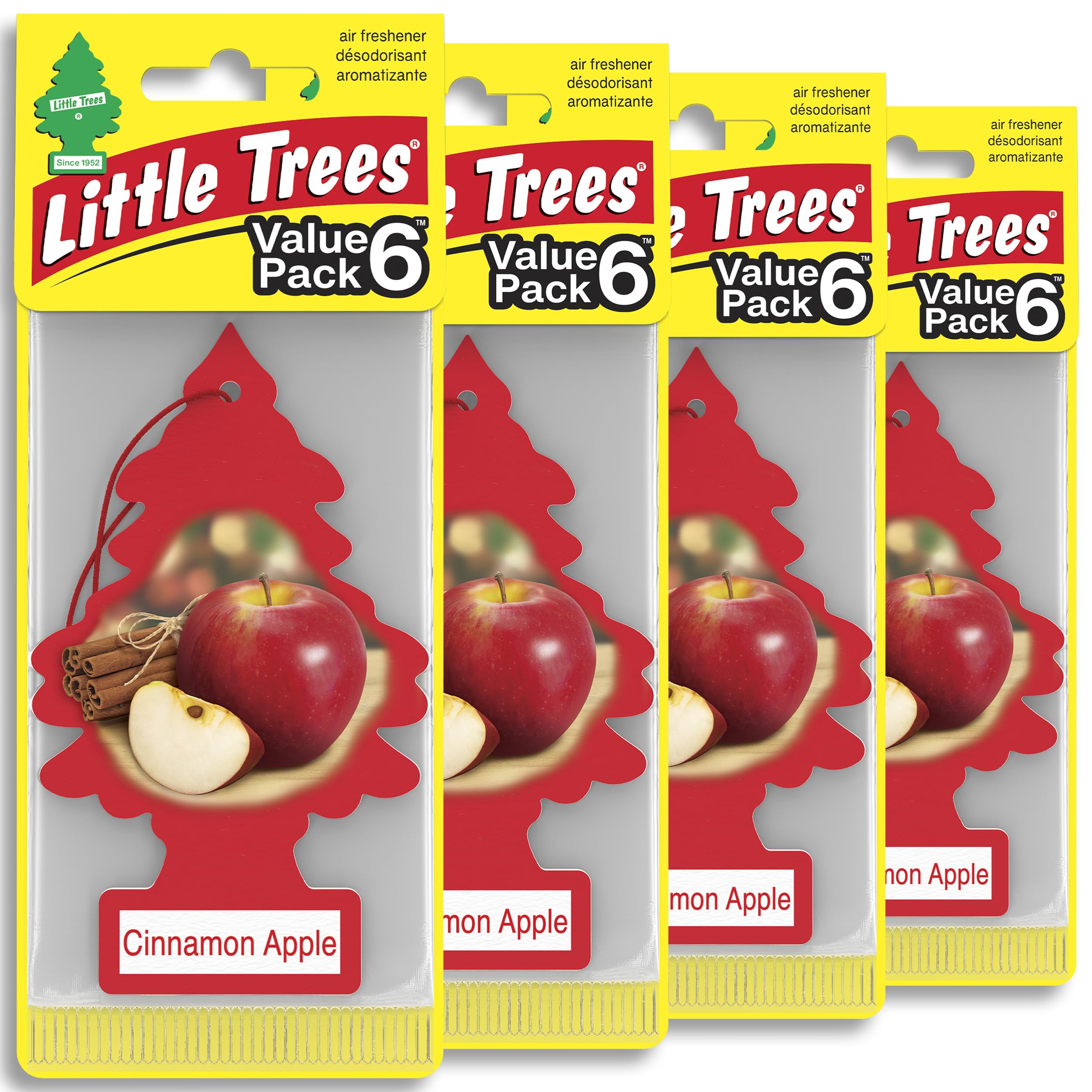 LITTLE TREES Car Air Freshener | Hanging Tree Provides Long Lasting Scent for Auto and Home | 24 Air Fresheners |Cinnamon Apple