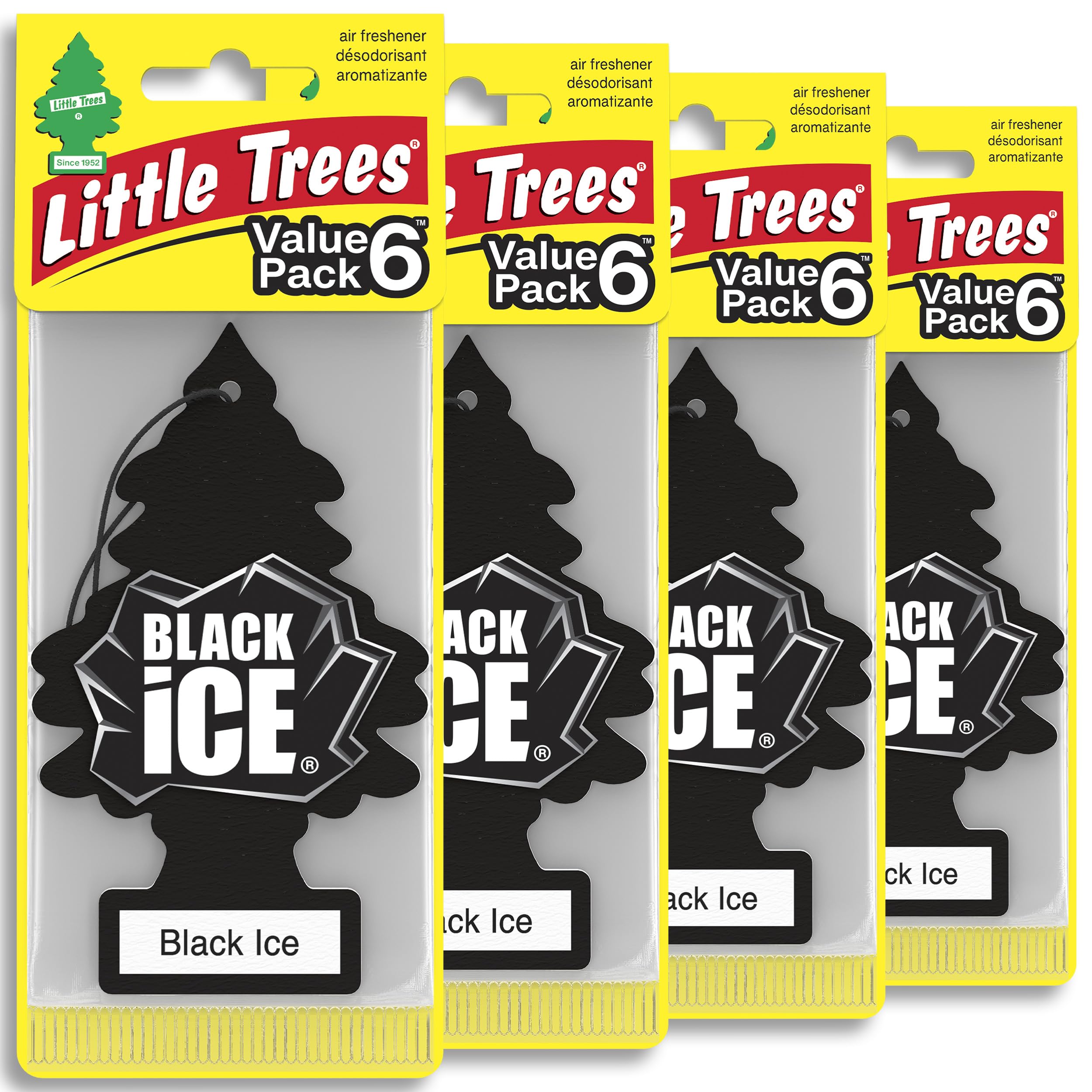 LITTLE TREES Car Air Freshener | Hanging Tree Provides Long Lasting Scent for Auto and Home | Black Ice, 24 Air Fresheners