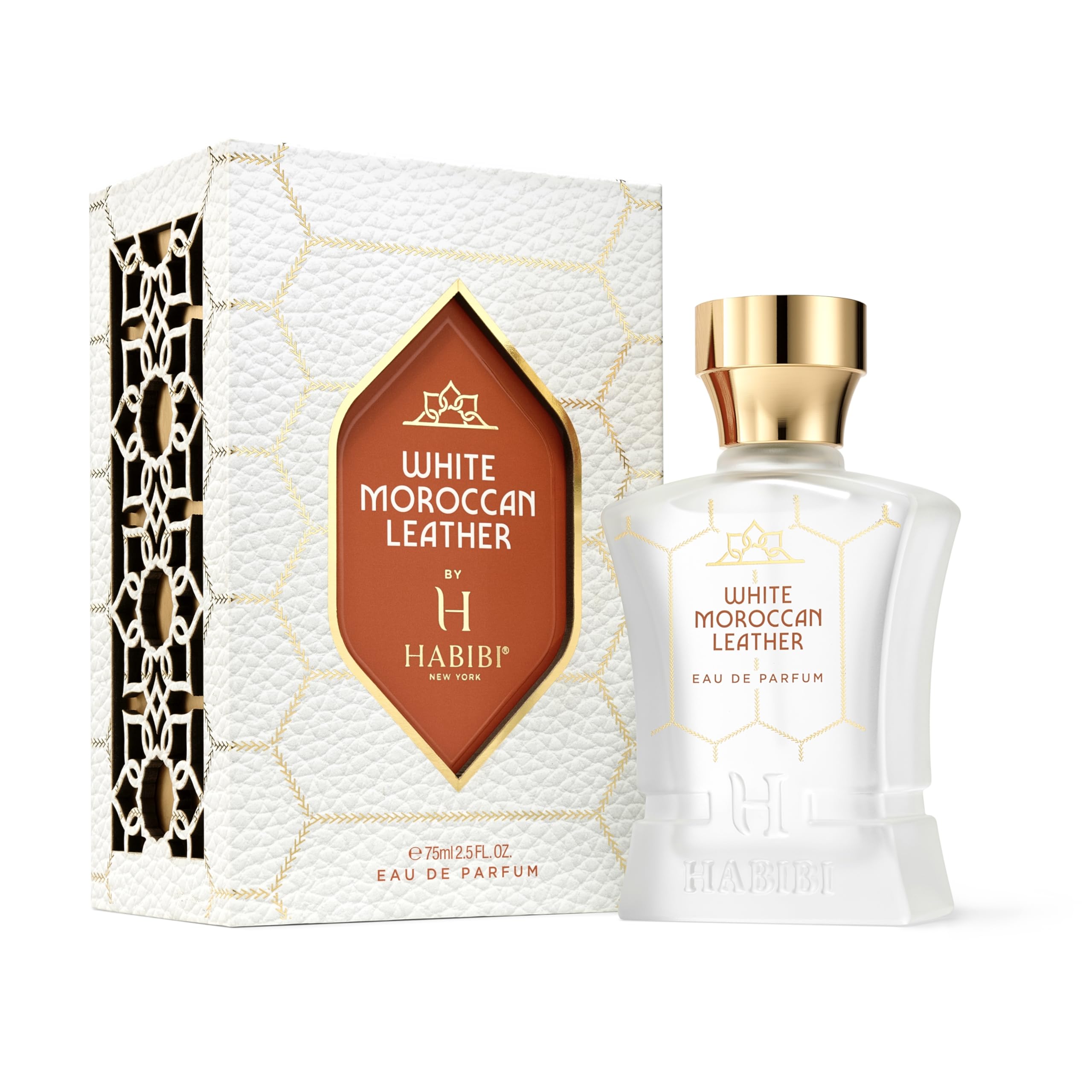 H HABIBI White Moroccan Leather Perfume for Men – 2.5 oz (75ML) Long Lasting Arabian Cologne, Spicy Woody Men Perfume, Luxury Fragrance Gift for Special Occasions