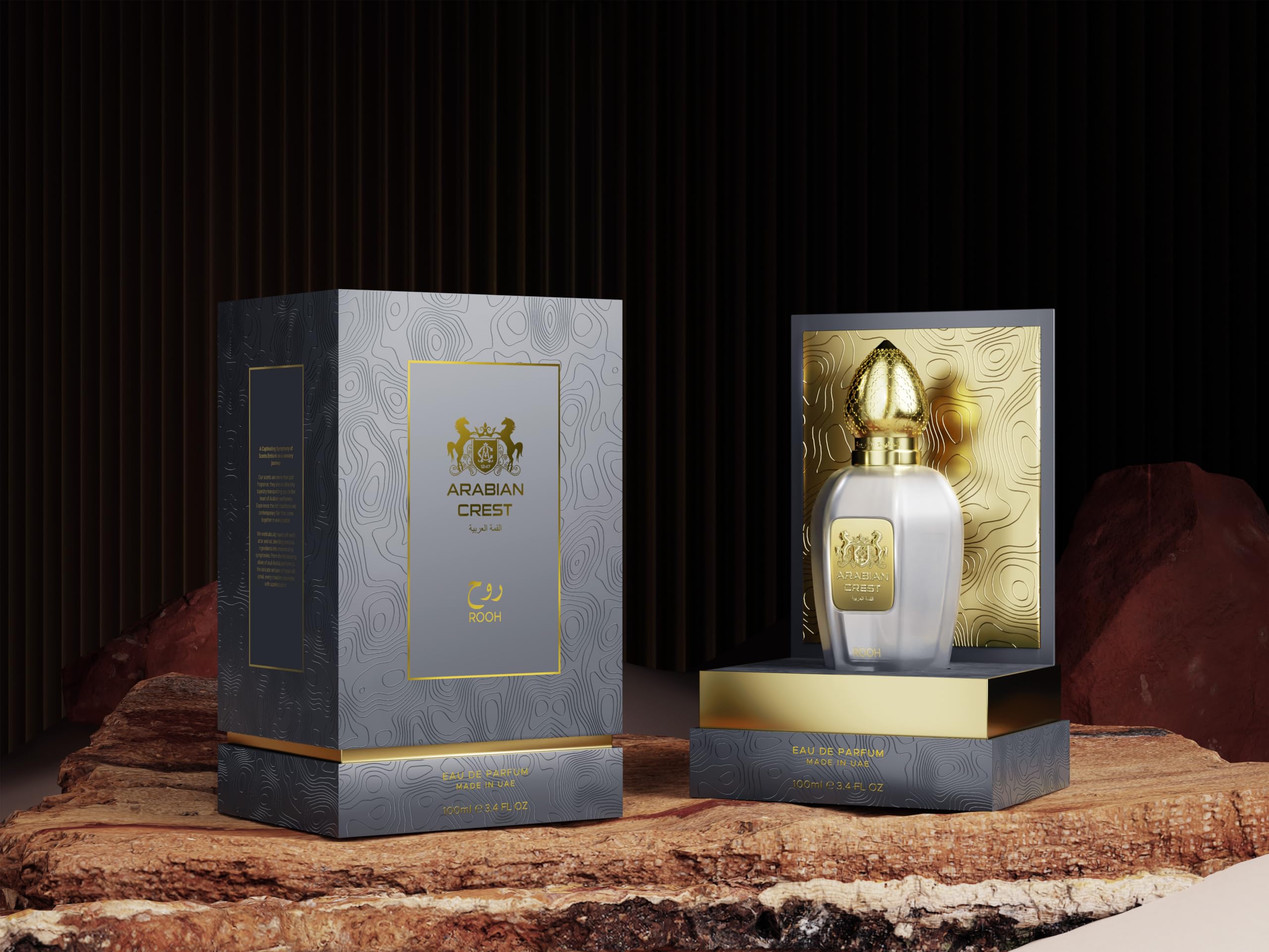 Arabian Crest Dubai Rooh Eau de Parfum 100ML – Woody Spicy Perfume for Unisex – Spiritual, Long-Lasting with Bergamot, Jasmine, Tonka Bean & Sandalwood – Vegan, Paraben-Free, Fragrance from France