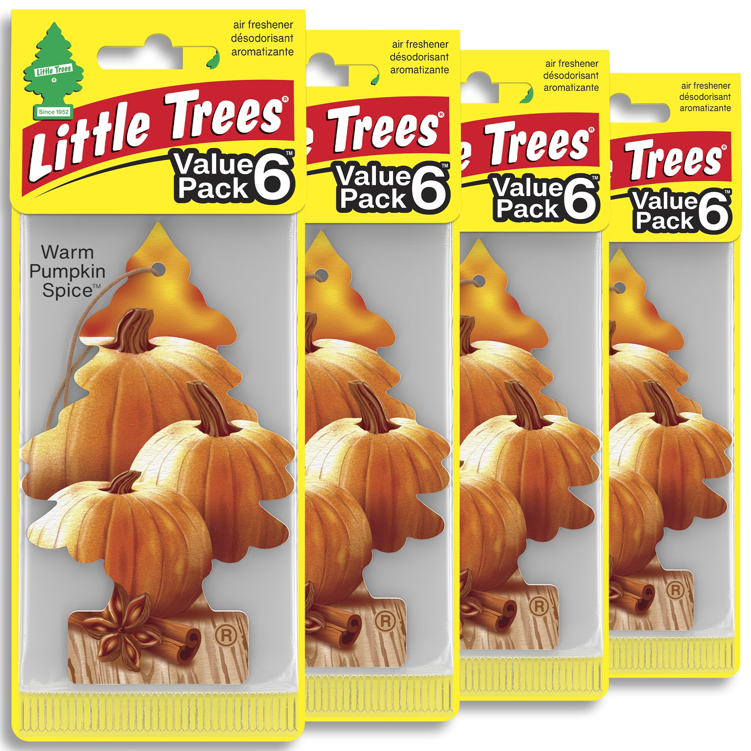 LITTLE TREES Car Air Freshener | Hanging Tree Provides Long Lasting Scent for Auto and Home | Warm Pumpkin Spice, 24 Air Fresheners